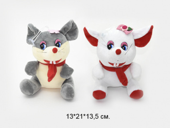 им Мышонок арт. 20-Z В шарфе с заколкой говорящая на присоске (6 шт.) в пак.