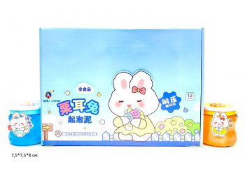 Лизун арт. LY-2067 Зайка цвета микс перламутр фигурн. банка (12 шт.) шоубокс_