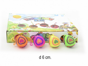 Мяч ежик арт. 8299-2 Сердце 6,5 см свет., звук (24 шт.) в кор._